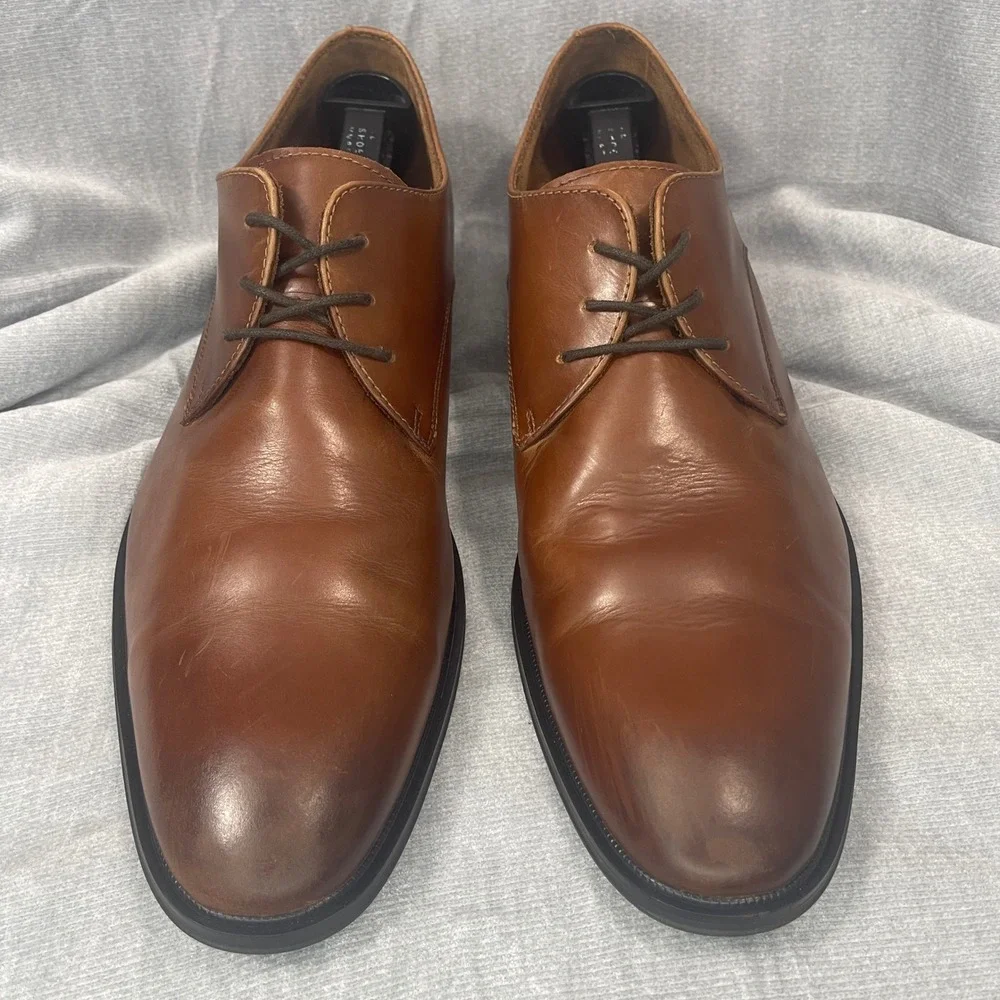 Kenneth‎ Cole Tully Derby Mens 10M Brown Leather Dress Shoes Techni-Cole